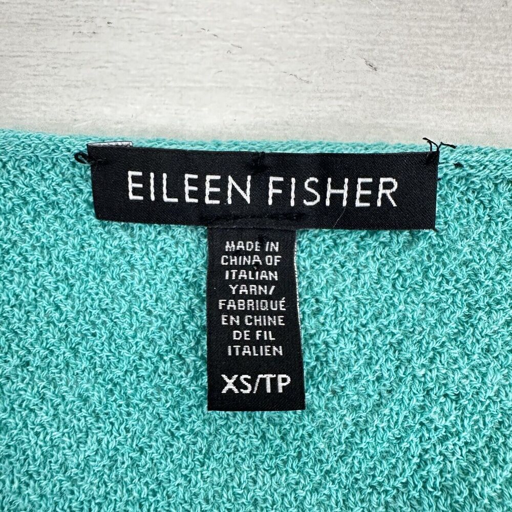 Eileen Fisher V Neck Tunic Top Knit Lightweight Sweater Women Size XS‎ Green - Picture 8 of 12